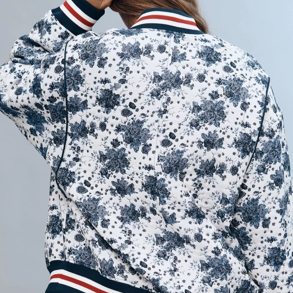 NWT Anthro Maeve Floral Print Bomber Jacket - Picture 2 of 6